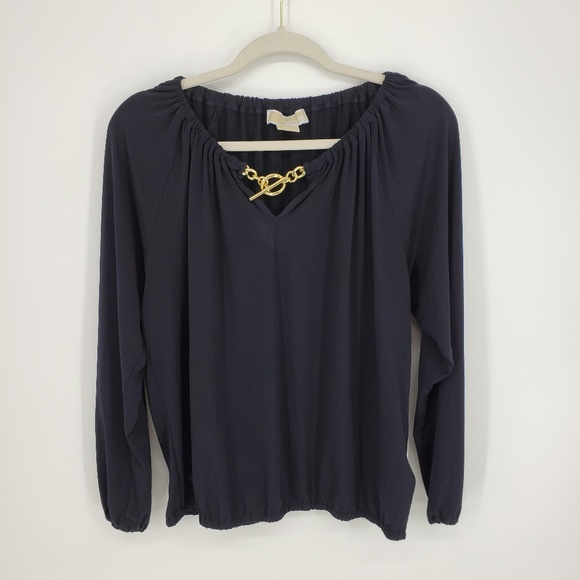 Michael Kors Chain Detail Blouse Sz LP - Picture 1 of 8